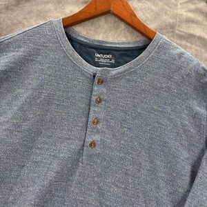 Untuckit Henley Shirt Mens‎ XXL Blue Long Sleeve Soft